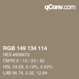 Color code: RGB 149 134 114 | qconv.com