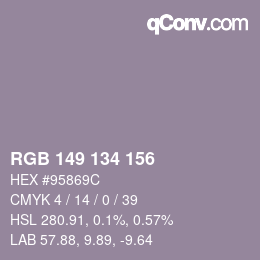 Color code: RGB 149 134 156 | qconv.com