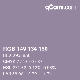 Color code: RGB 149 134 160 | qconv.com