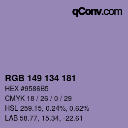 Color code: RGB 149 134 181 | qconv.com