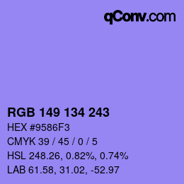 颜色代码: RGB 149 134 243 | qconv.com