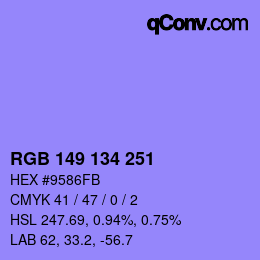 カラーコード: RGB 149 134 251 | qconv.com