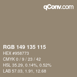 Código de color: RGB 149 135 115 | qconv.com