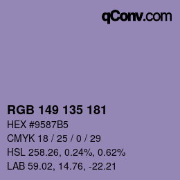 Código de color: RGB 149 135 181 | qconv.com