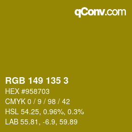 Color code: RGB 149 135 3 | qconv.com