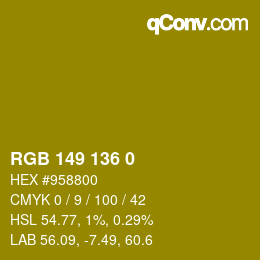 Farbcode: RGB 149 136 0 | qconv.com