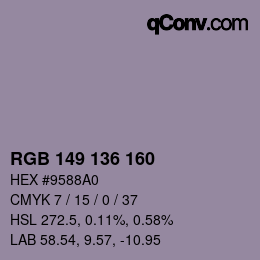 Color code: RGB 149 136 160 | qconv.com