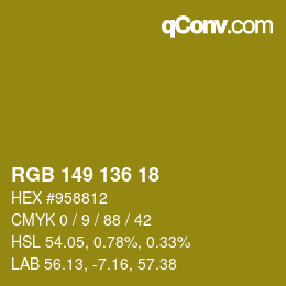 Color code: RGB 149 136 18 | qconv.com