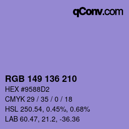 Color code: RGB 149 136 210 | qconv.com