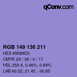 Color code: RGB 149 136 211 | qconv.com