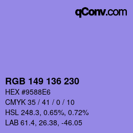 Color code: RGB 149 136 230 | qconv.com