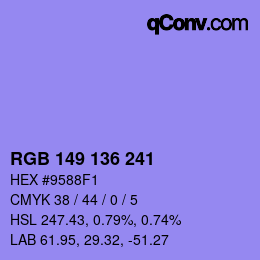 Color code: RGB 149 136 241 | qconv.com