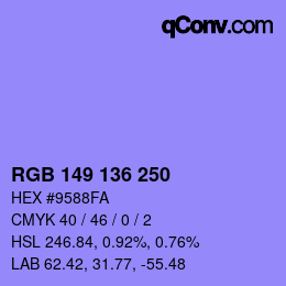 Color code: RGB 149 136 250 | qconv.com