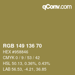 Code couleur: RGB 149 136 70 | qconv.com