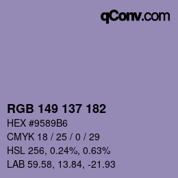 Farbcode: RGB 149 137 182 | qconv.com
