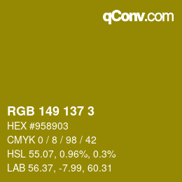 Color code: RGB 149 137 3 | qconv.com