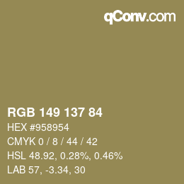 Código de color: RGB 149 137 84 | qconv.com