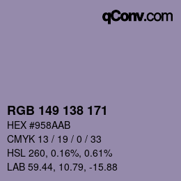 Color code: RGB 149 138 171 | qconv.com