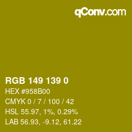 Color code: RGB 149 139 0 | qconv.com