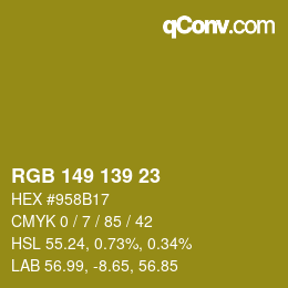カラーコード: RGB 149 139 23 | qconv.com