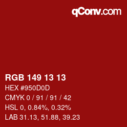 Color code: RGB 149 13 13 | qconv.com