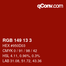 Color code: RGB 149 13 3 | qconv.com