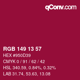 カラーコード: RGB 149 13 57 | qconv.com