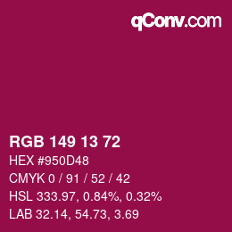 Color code: RGB 149 13 72 | qconv.com