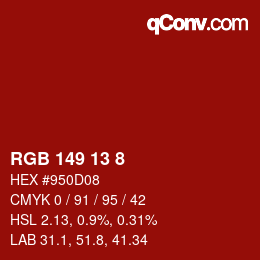 Color code: RGB 149 13 8 | qconv.com
