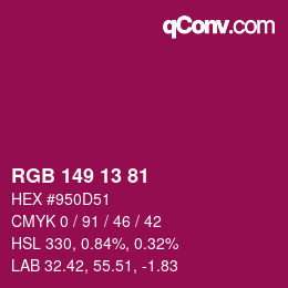 カラーコード: RGB 149 13 81 | qconv.com