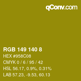 Color code: RGB 149 140 8 | qconv.com