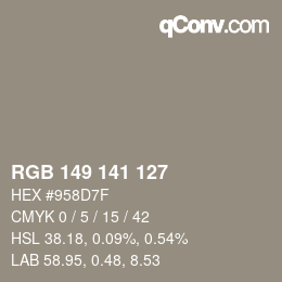 Color code: RGB 149 141 127 | qconv.com