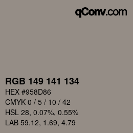 Code couleur: RGB 149 141 134 | qconv.com