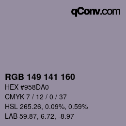 Color code: RGB 149 141 160 | qconv.com