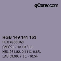 Color code: RGB 149 141 163 | qconv.com