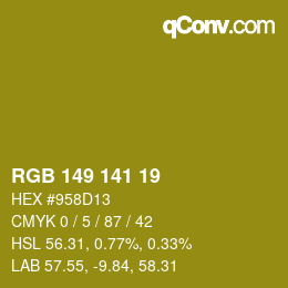 Color code: RGB 149 141 19 | qconv.com