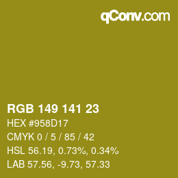 Code couleur: RGB 149 141 23 | qconv.com