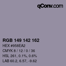 Farbcode: RGB 149 142 162 | qconv.com