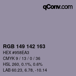 Color code: RGB 149 142 163 | qconv.com