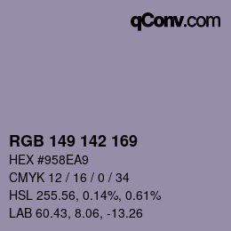 Color code: RGB 149 142 169 | qconv.com