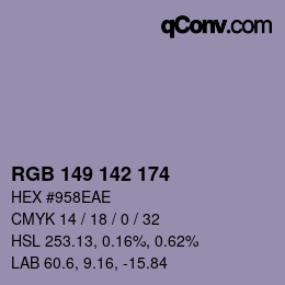 Color code: RGB 149 142 174 | qconv.com