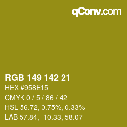 Color code: RGB 149 142 21 | qconv.com