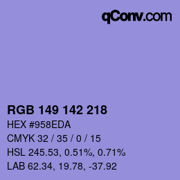 Color code: RGB 149 142 218 | qconv.com