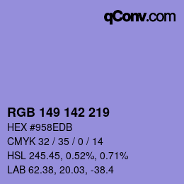 カラーコード: RGB 149 142 219 | qconv.com