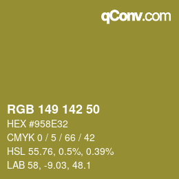Color code: RGB 149 142 50 | qconv.com