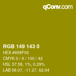 颜色代码: RGB 149 143 0 | qconv.com