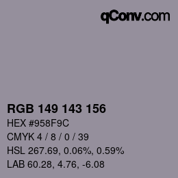 颜色代码: RGB 149 143 156 | qconv.com
