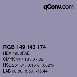 Farbcode: RGB 149 143 174 | qconv.com