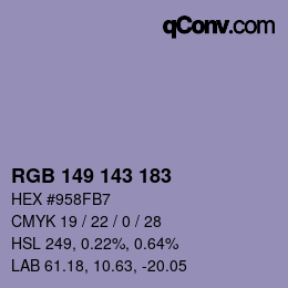 カラーコード: RGB 149 143 183 | qconv.com