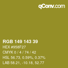 Color code: RGB 149 143 39 | qconv.com